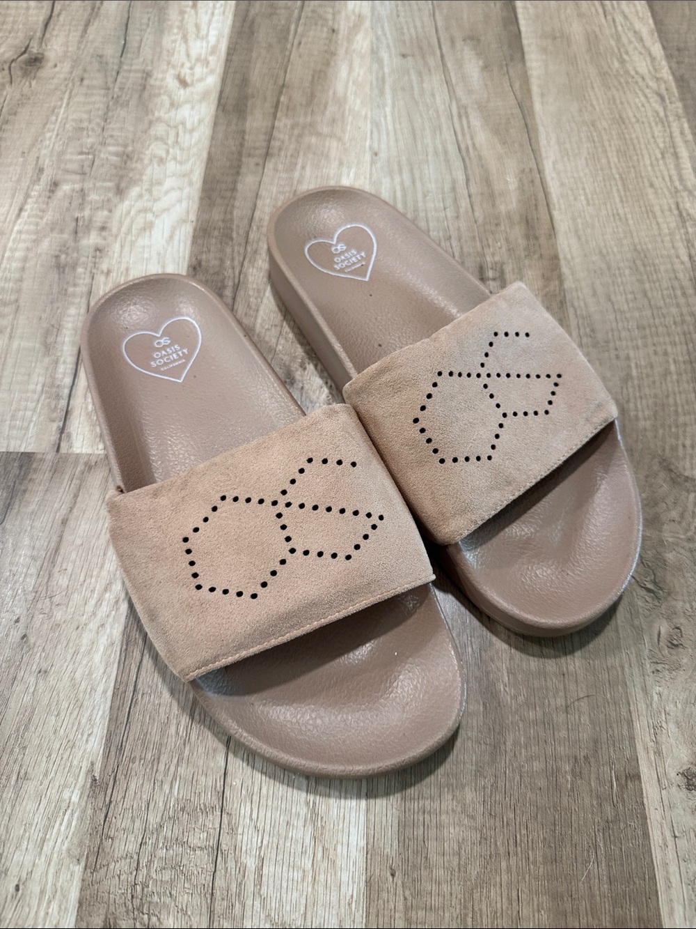 Oasis society Slide Sandals in Taupe tan nude 8M shop Talulah Madi Nelson